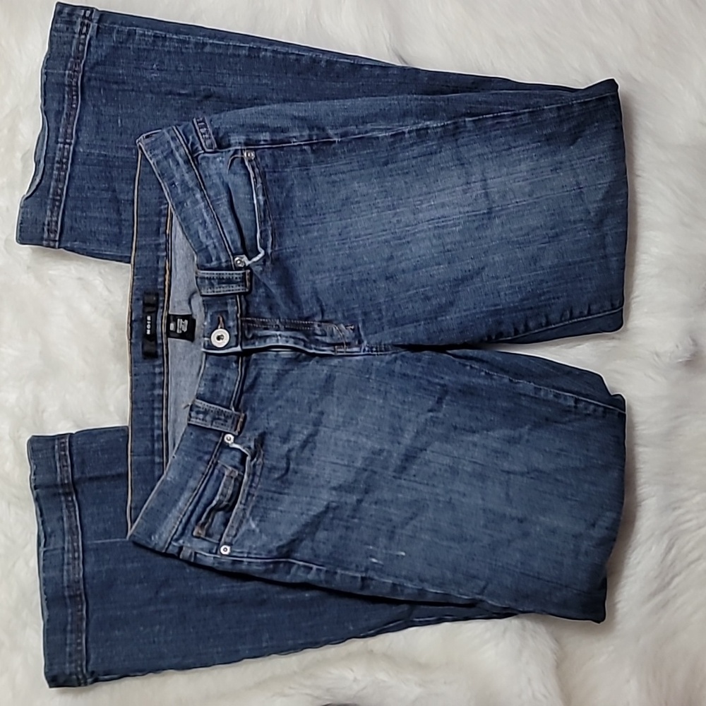 Noir White House Black Market Back Flap Pocket Denim Flare Jeans Sz 10R